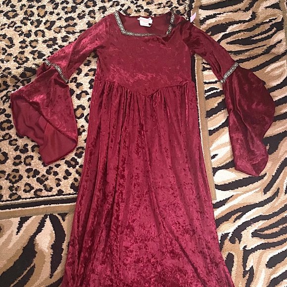 CALIFORNIA COSTUME COLLECTIONS LADY GWENHWYFAR RED LONG SLEEVE DRESS CHILD LARGE - Picture 1 of 4